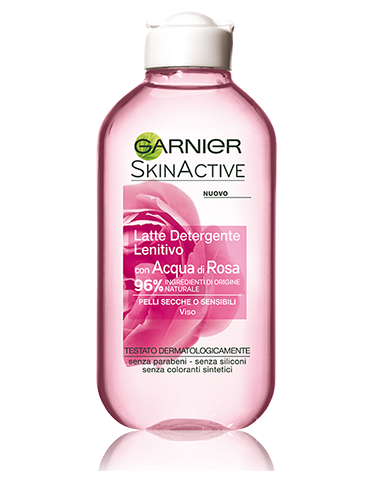 Latte detergente con acqua di rosa garnier skin active