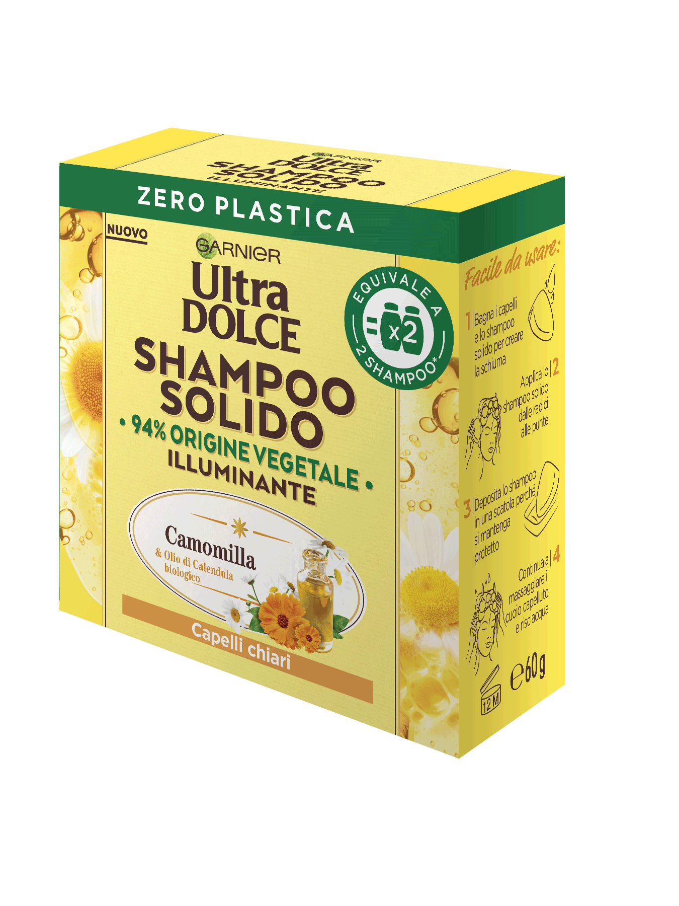 Garnier Ultra Dolce Shampoo Solido Camomilla e olio di Calendula biologico