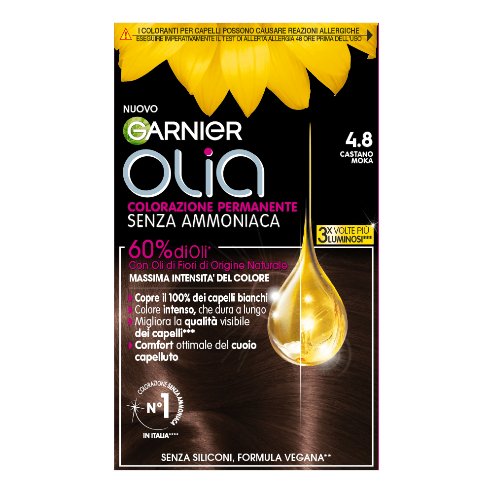 A chi stanno bene i capelli nero blu? Colorazione Olia Castano Moka - Garnier